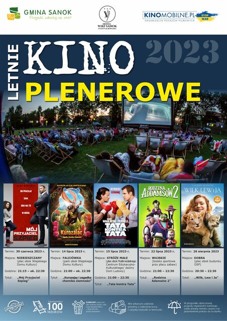 Letnie kino plenerowe sezon 2023 w Gminie Sanok!