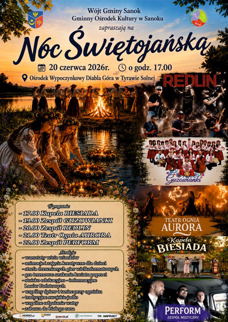plakat Noc Świętojańska w&nbsp;Tyrawie Solnej 2026