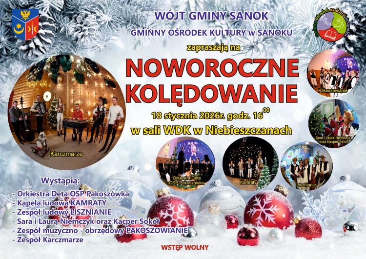 plakat noworoczne kolędowanie w&nbsp;Niebieszczanach 2026