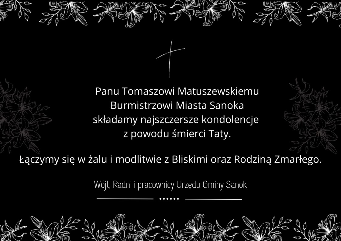 kondolencje dla burmistrza Tomasza Matuszewskiego