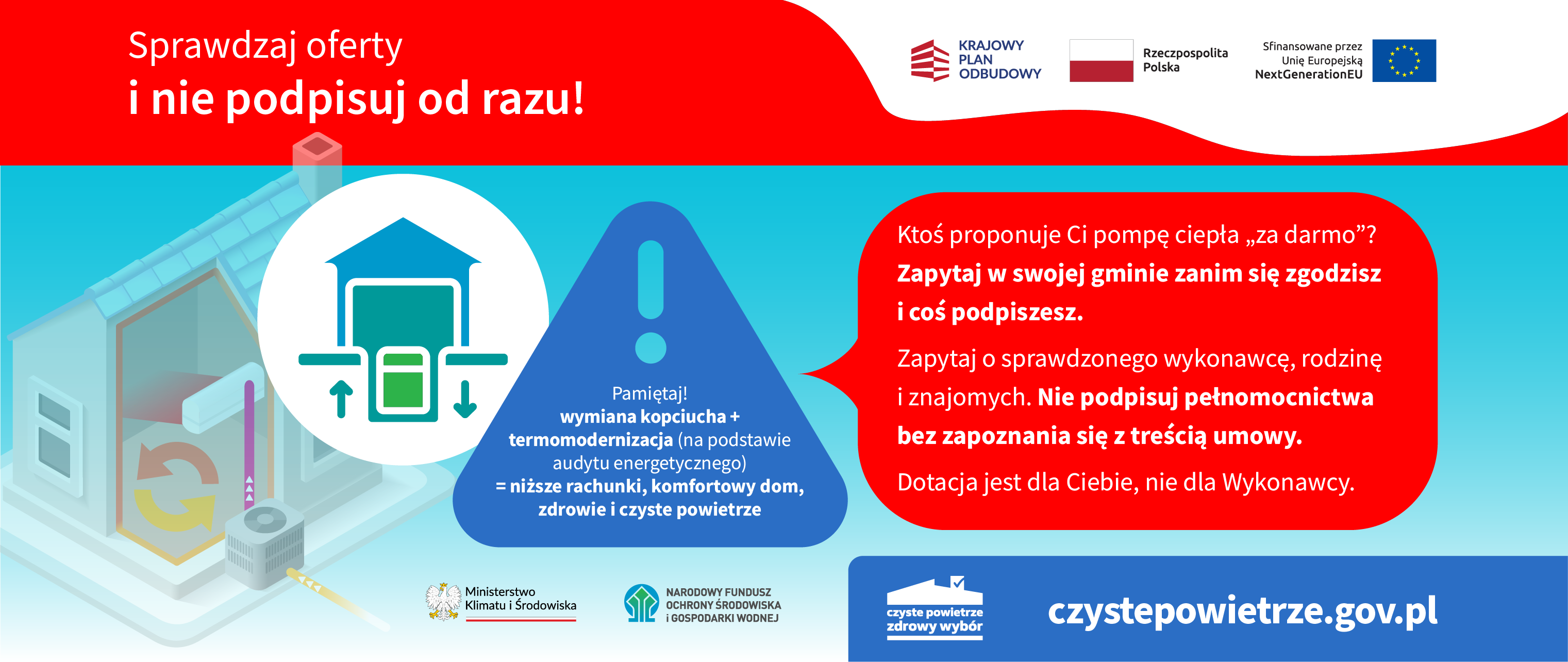 plakat ostrzeżenie dla wnioskodawców w programie czyste powietrze