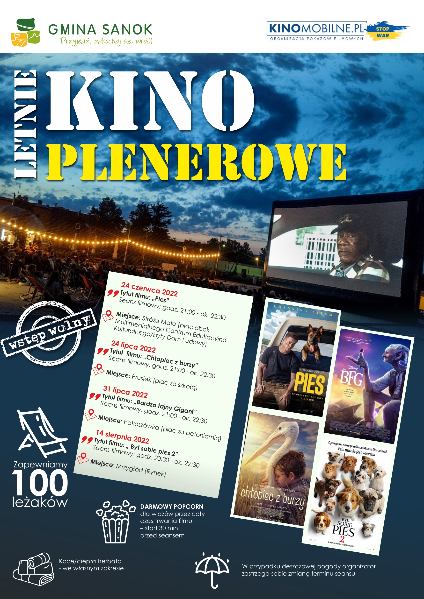 plakat letnie kino plenerowe gmina Sanok 2022