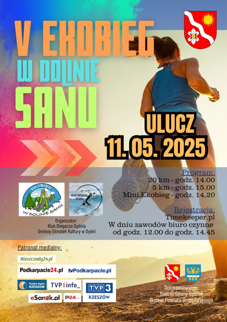 plakat informacyjny V ekobieg w&nbsp;Dolinie Sanu 2025