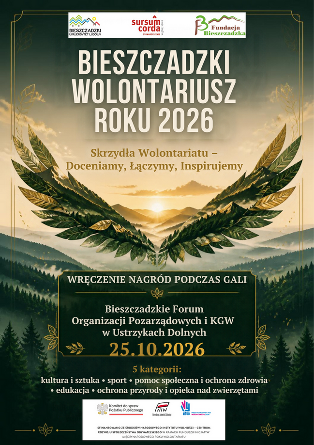 plakat Bieszczadzki Wolontariusz Roku 2026 