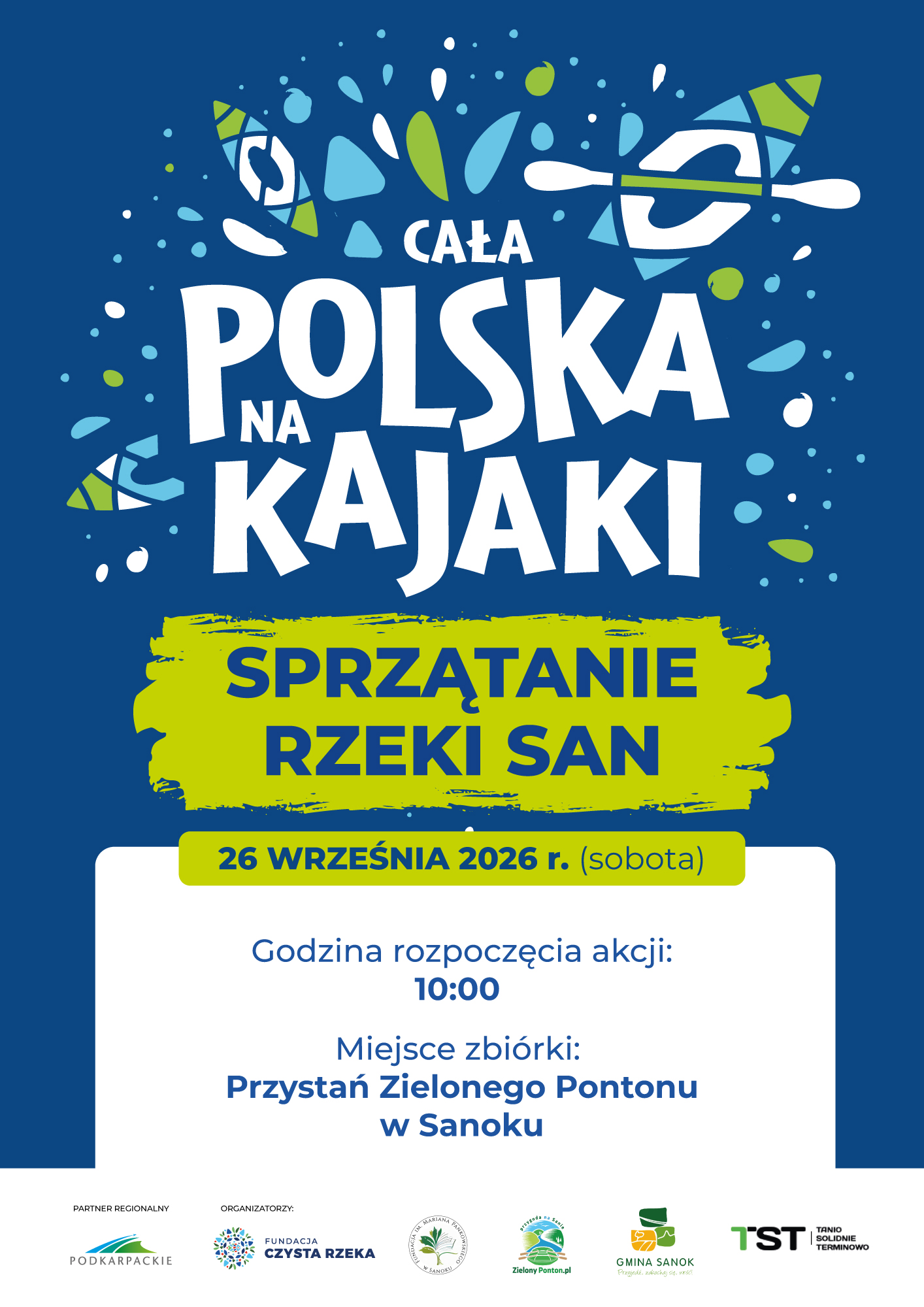plakat wydarzenia Cała Polska na&nbsp;kajaki- sprzątanie rzeki San 2026