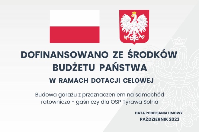 tablica projektowa budowa garażu dla OSP w&nbsp;Tyrawie Solnej