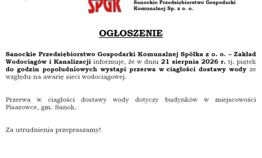 Zdjęcie do Przerwa w dostawie wody w Pisarowcach &ndash; awaria sieci wodociągowej