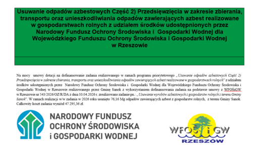 Usuwanie azbestu z gospodarstw rolnych w Gminie Sanok
