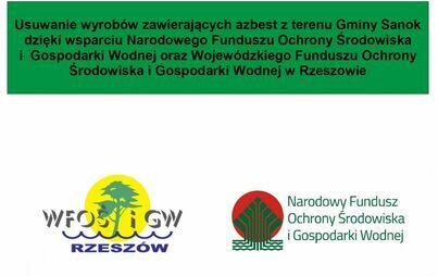 Zdjęcie do Dotacja z WFOŚiGW w Rzeszowie na usuwanie wyrob&oacute;w zawierających azbest z terenu Gminy Sanok