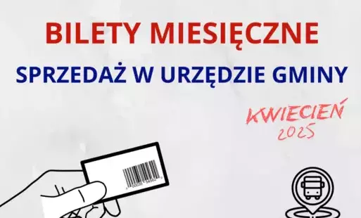 grafika informująca o zakupie biletów miesięcznych w miesiącu kwiecień 2025 przewoźnika firmęSANTUR Sp. z .o.o.