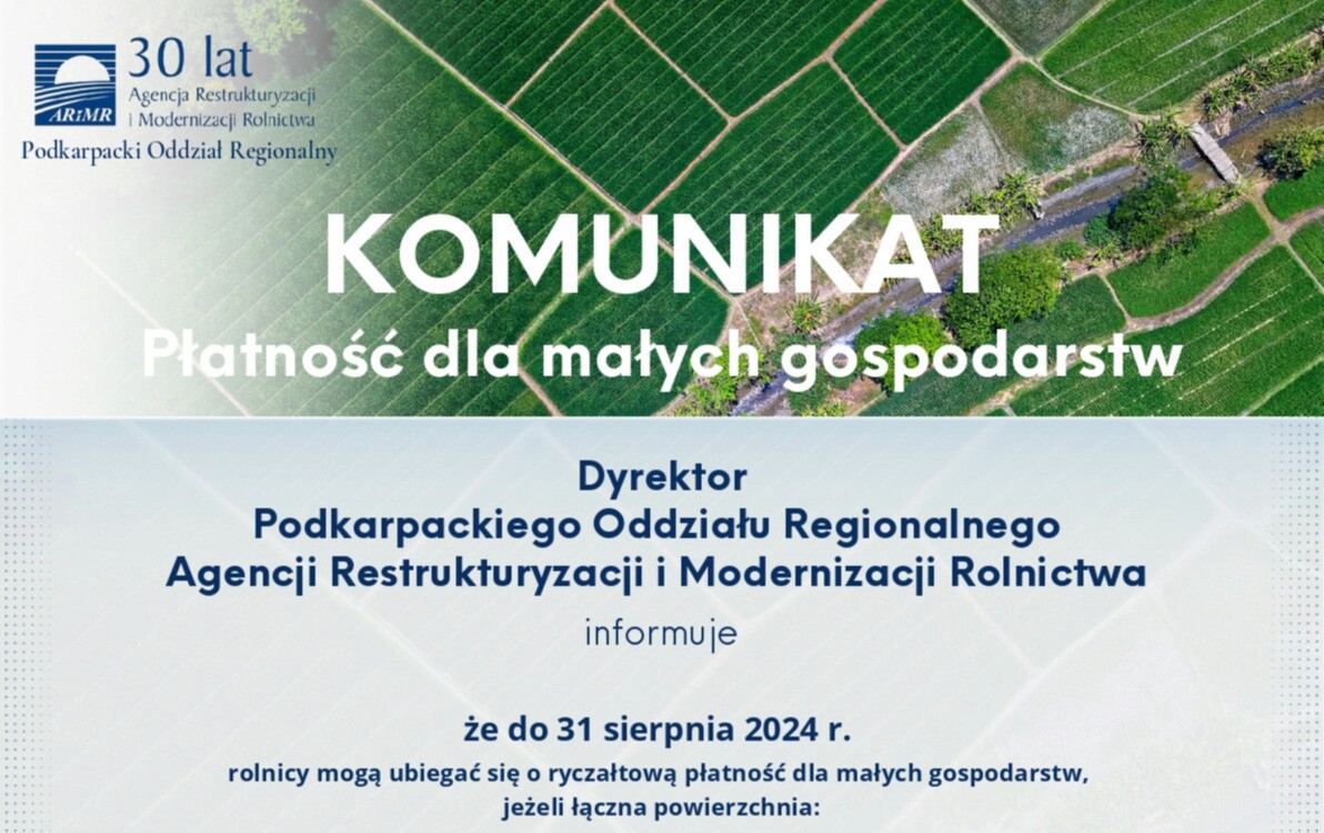 Zdjęcie do Komunikat: płatność dla małych gospodarstw