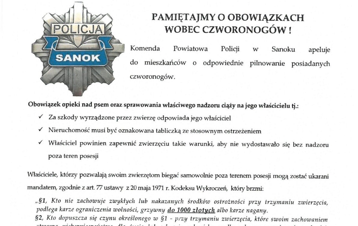 Zdjęcie do Pamiętajmy o obowiązkach wobec czoronog&oacute;w!
