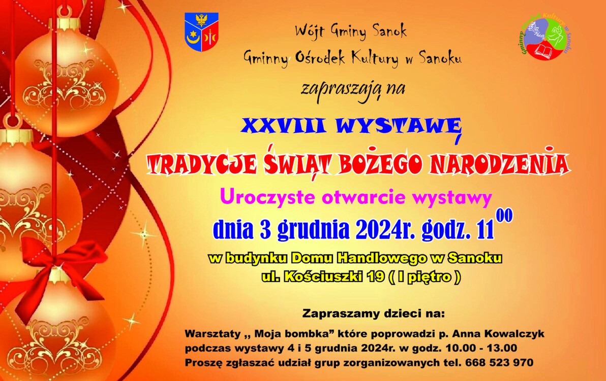 Zdjęcie do Zapraszamy na otwarcie XXVIII Wystawy Bożonarodzeniowej w Gminie Sanok!