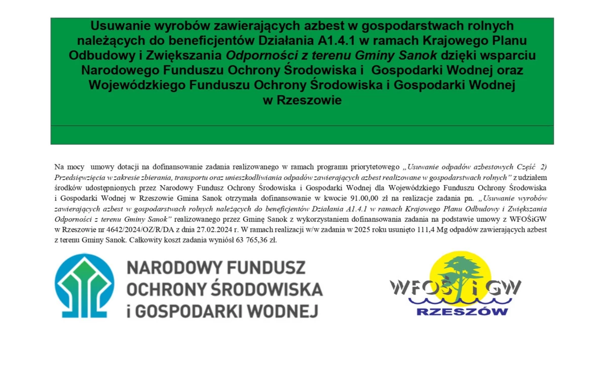 Zdjęcie do Informacja nt. wyrob&oacute;r zawierających azbest w gospodarstwach domowych