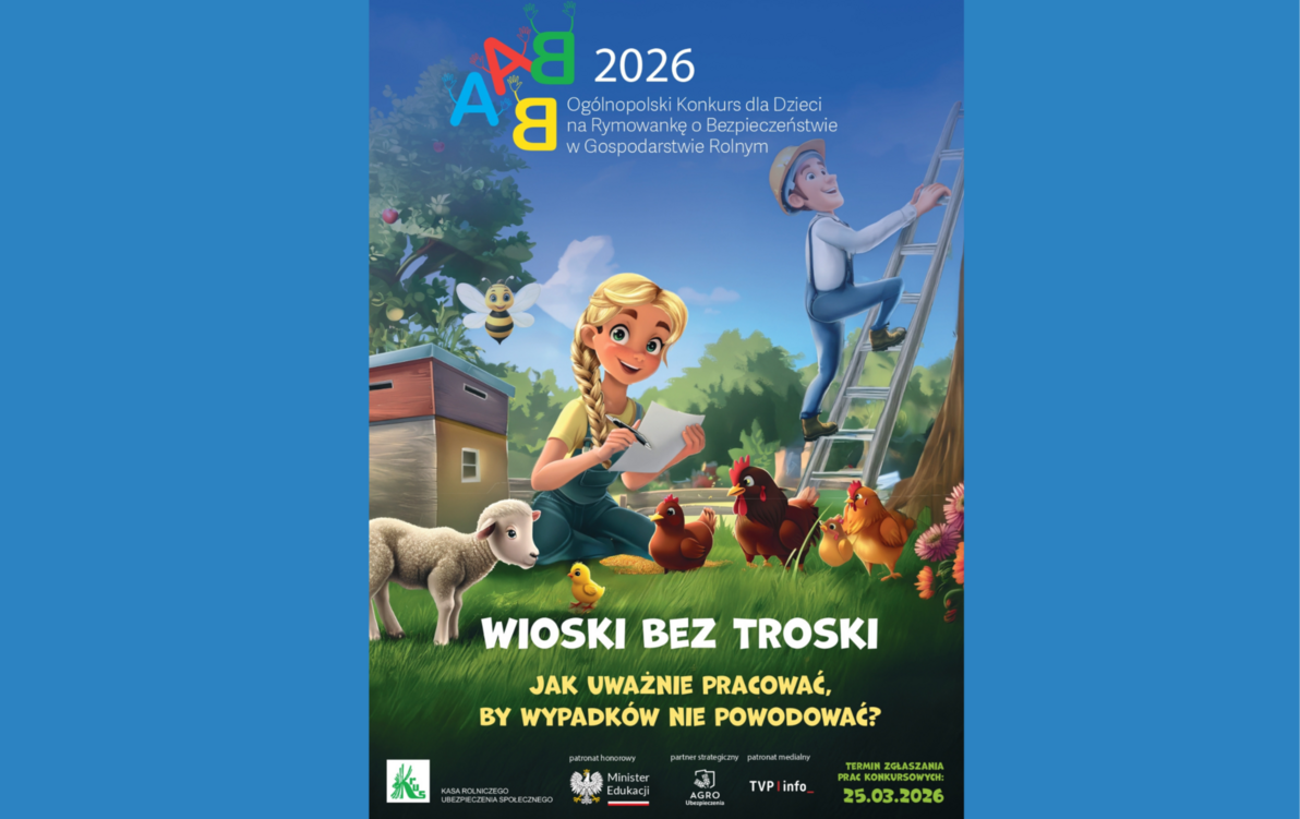 Zdjęcie do KRUS zaprasza do udziału w VII edycji konkursu dla dzieci na Rymowankę o Bezpieczeństwie w Gospodarstwie Rolnym &bdquo;Wioski bez troski&rdquo;