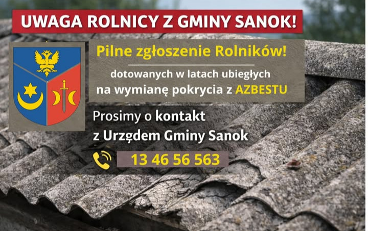 Zdjęcie do Informacja dla rolnik&oacute;w z Gminy Sanok - pilne zgłoszenie do urzędu