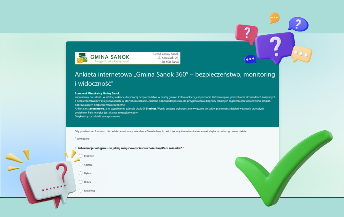 Zdjęcie do Ankieta internetowa &bdquo;Gmina Sanok 360&deg; &ndash; bezpieczeństwo, monitoring i widoczność