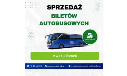 Sprzedaż biletów miesięcznych przewoźnika SANTUR Sp. z o.o. na KWIECIEŃ 2026 r.