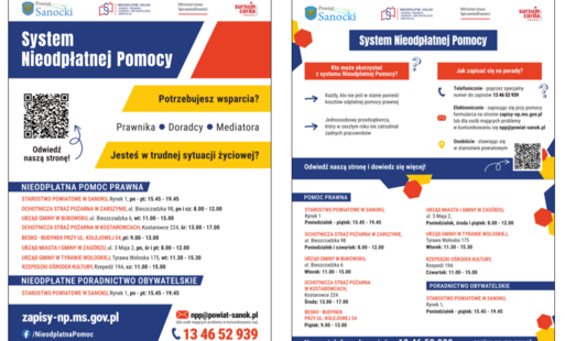 Darmowe punkty pomocy prawnej i poradnictwa obywatelskiego w powiecie sanockim