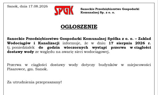 Uwaga! Awaria sieci wodociągowej – przerwa w dostawie wody
