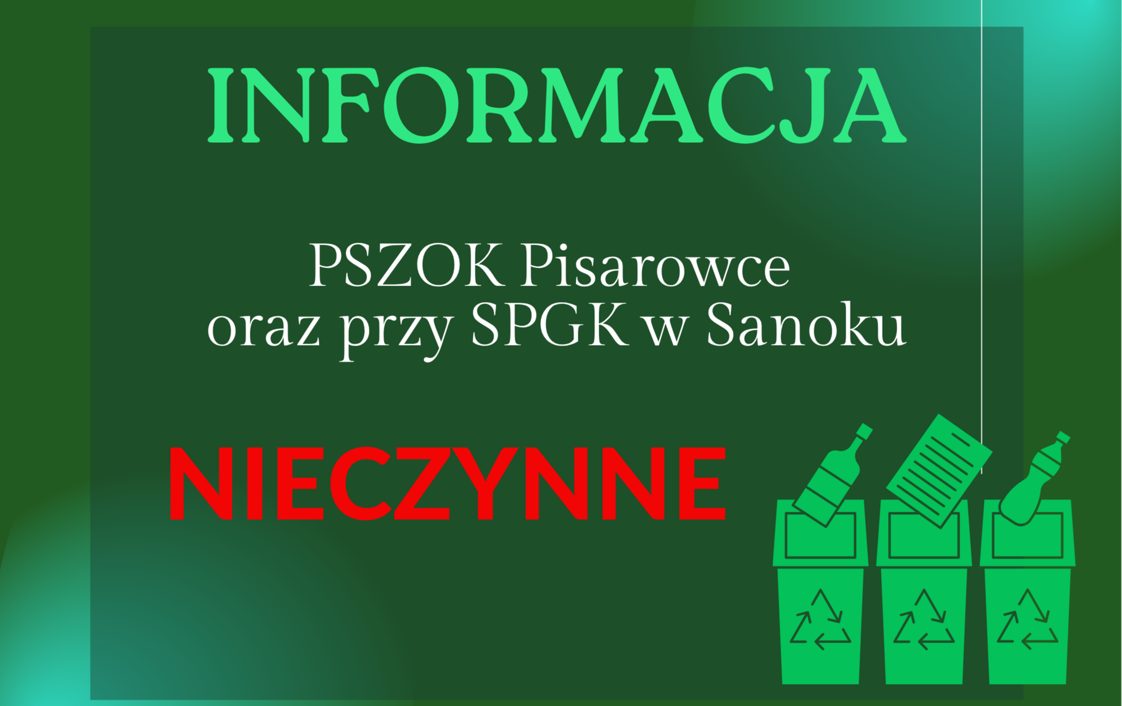 Zdjęcie do W okresie świątecznym Gminne Punkty PSZOK nieczynne!