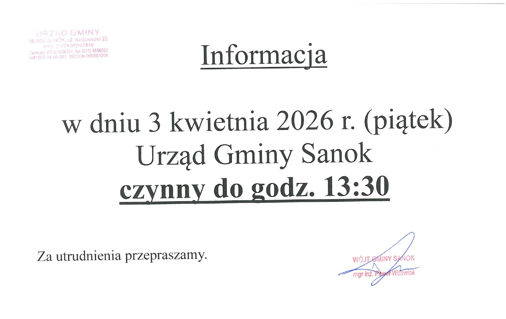 Zdjęcie do W dniu 3 kwietnia br. (Wielki Piątek) Urząd czynny kr&oacute;cej